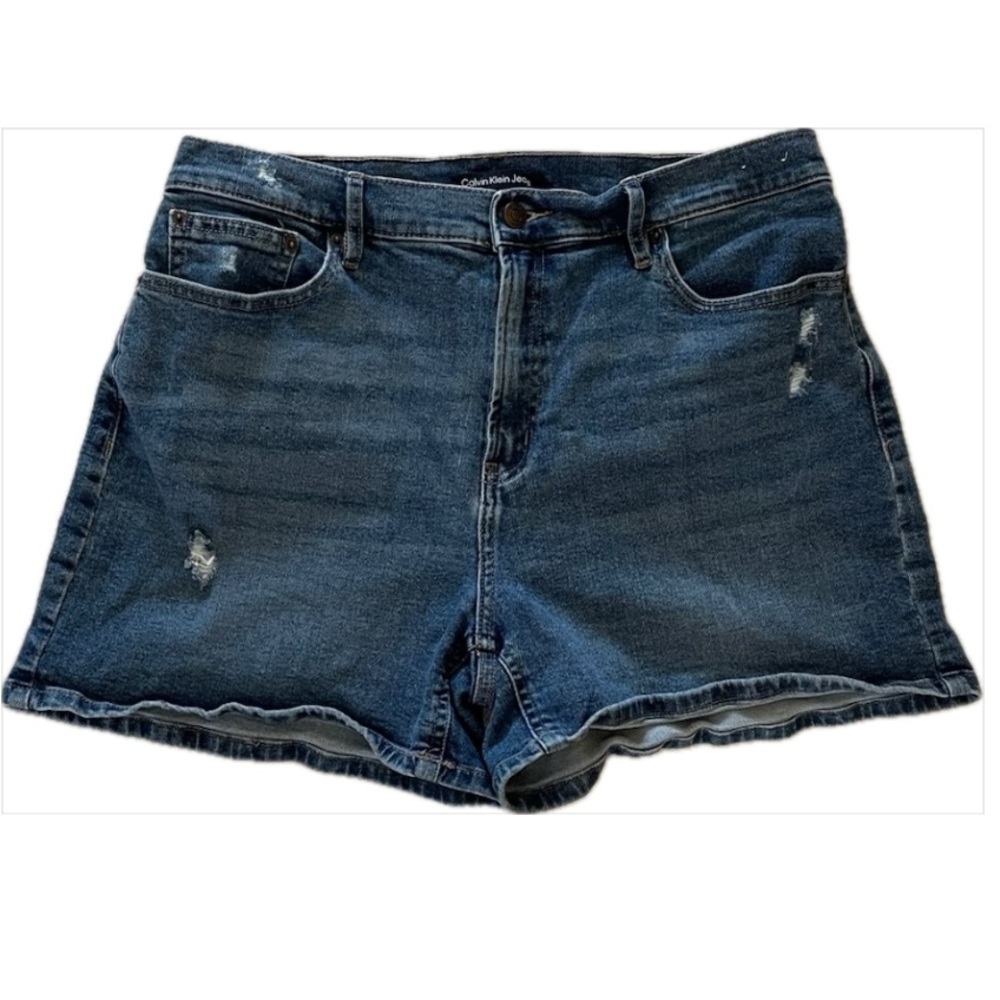 Calvin Klein High Rise Dark Blue Jean Shorts